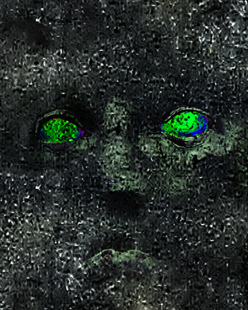 Digital collage technique evil eyes expression over grunge dark background