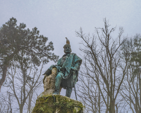Low angle shot giuseppe garibaldi monument located at park in venice city, Italyのeditorial素材
