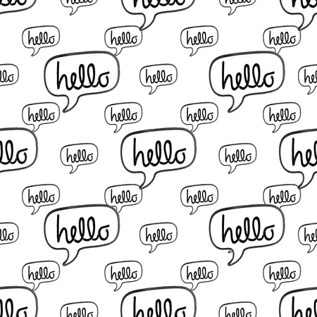 Conversational style hello text banner motif seamless pattern designの写真素材