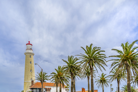 Exterior low angle shot punta del este city lighthouse, Uruguayの写真素材