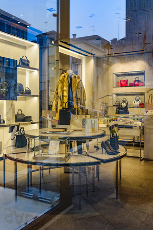 VENICE, ITALY, JANUARY - 2018 - Luxury store window at venice city, Italyのeditorial素材