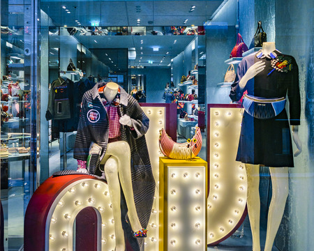 VENICE, ITALY, JANUARY - 2018 - Luxury fashion window store at venice city, Italy