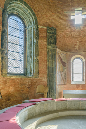 Interior view of famous sacra san michele abbey which is located on piamonte district, Italyのeditorial素材