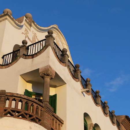 Exterior detail view museum house located at guell park, Barcelona, Spainのeditorial素材