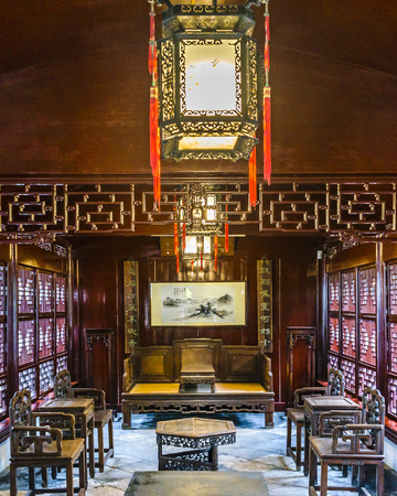 SHANGHAI, CHINA, DECEMBER - 2018 - Small house detail view at sixteenth century touristic Yuyuan garden located at historic center of shanghai, chinaのeditorial素材