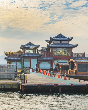 HANGZHOU, CHINA, DECEMBER - 2018 - Winter day scene at touristic west lake in hangzhou city, chinaのeditorial素材