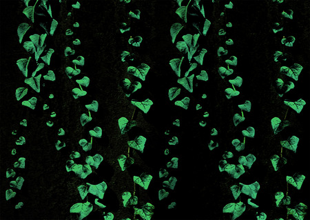 Botanical style plants background design in high contrast green and black colors