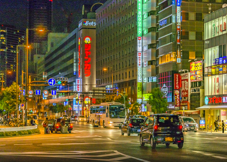 OSAKA, JAPAN, JANUARY - 2019 - Urban night street scene at osaka city, japan