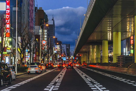 OSAKA, JAPAN, JANUARY - 2019 - Urban night scene at famous dotonbori neighborhood in osaka city, japanのeditorial素材