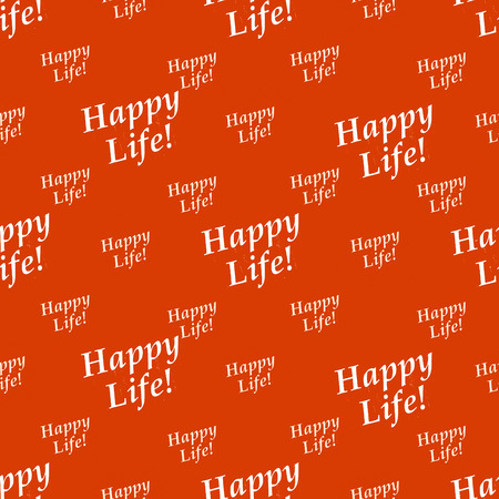Conversational typographic design with happy life words seamless pattern in red and white colorsの写真素材