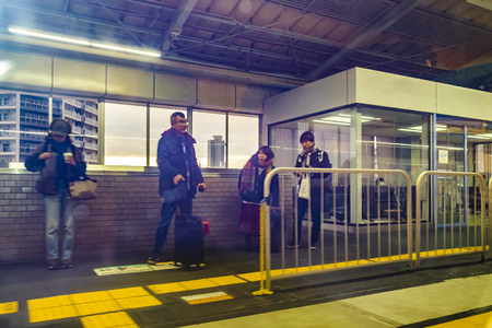 HIROSHIMA, JAPAN, JANUARY - 2019 - Urban scene of japanese city from window train point of viewのeditorial素材