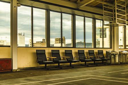 HIROSHIMA, JAPAN, JANUARY - 2019 - Empty stop at japanese train station cityのeditorial素材