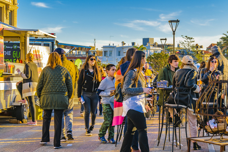 MONTEVIDEO, URUGUAY, JUNE - 2019 - Urban outdoor street fair at carrasco neighborhood, montevideo city, uruguayのeditorial素材