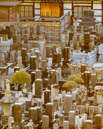 MATSUMOTO, JAPAN, JANUARY - 2019 - High angle shot small cemetery at matsumoto city, japanのeditorial素材