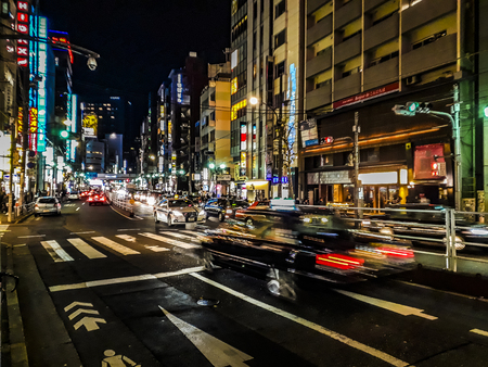 OSAKA, JAPAN, JANUARY - 2019 - Urban night street scene at osaka city, japanのeditorial素材