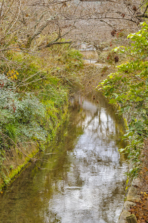 KYOTO, JAPAN, JANUARY - 2019 - Small cananl at famous philosopher path, kyoto, japanのeditorial素材