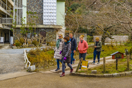 KYOTO, JAPAN, JANUARY - 2019 - Beautiful street winter scene at famous philosopher path, kyoto, japanのeditorial素材