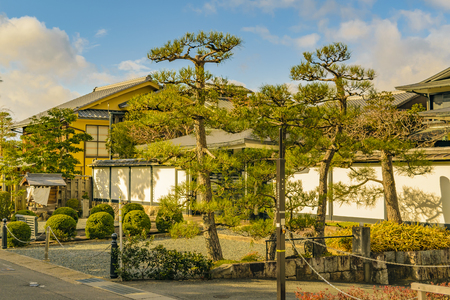 KYOTO, JAPAN, JANUARY - 2019 - Beautiful street winter scene at famous philosopher path, kyoto, japanのeditorial素材