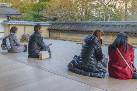 KYOTO, JAPAN, JANUARY - 2019 - Interior view of famous ryoanji buddhist temple located at kyoto city, japanのeditorial素材