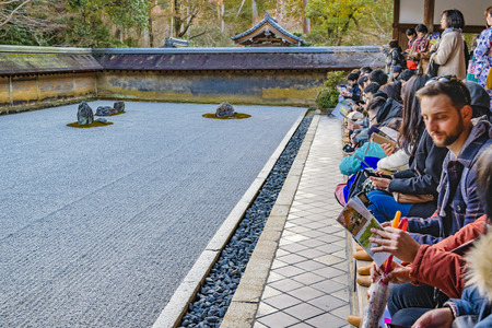 KYOTO, JAPAN, JANUARY - 2019 - Interior view of famous ryoanji buddhist temple located at kyoto city, japanのeditorial素材