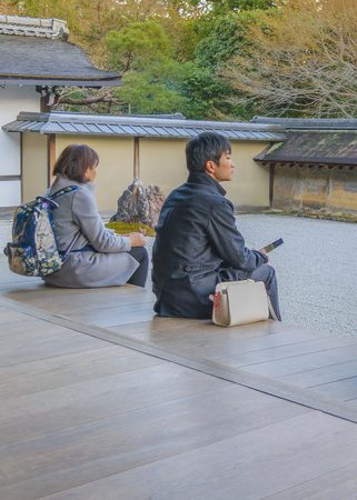 KYOTO, JAPAN, JANUARY - 2019 - Interior view of famous ryoanji buddhist temple located at kyoto city, japanのeditorial素材