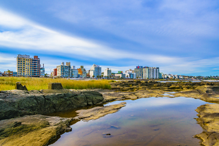 MONTEVIDEO, URUGUAY, MAY - 2019 - Winter cityscape scene at malvin beach, montevideo, uruguayのeditorial素材