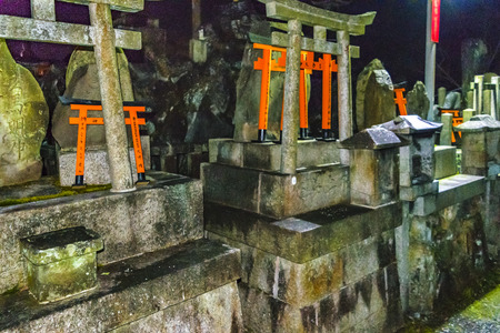 KYOTO, JAPAN, JANUARY - 2019 - Night scene at famous fushimi inari taisha in kyoto, japanのeditorial素材