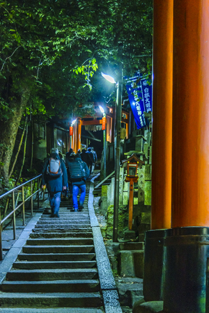 KYOTO, JAPAN, JANUARY - 2019 - Night scene at famous fushimi inari taisha in kyoto, japanのeditorial素材