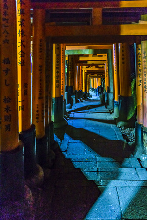 KYOTO, JAPAN, JANUARY - 2019 - Night scene at famous fushimi inari taisha in kyoto, japanのeditorial素材