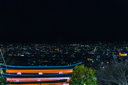 KYOTO, JAPAN, JANUARY - 2019 - Night scene aerial view, kyoto, japanのeditorial素材