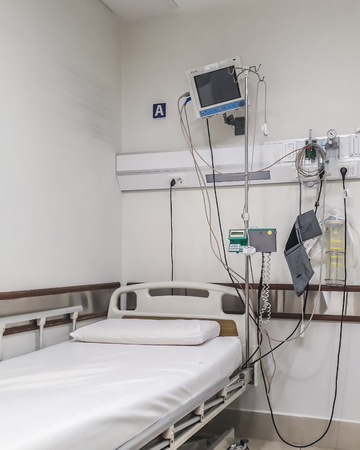 MONTEVIDEO, URUGUAY, JUNE - 2019 - Interior scene empty hospital emergency room.のeditorial素材