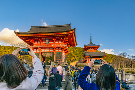 KYOTO, JAPAN, JANUARY - 2019 - Unesco world heritage kyomizudera temple at higashiyama district, kyoto, japanのeditorial素材