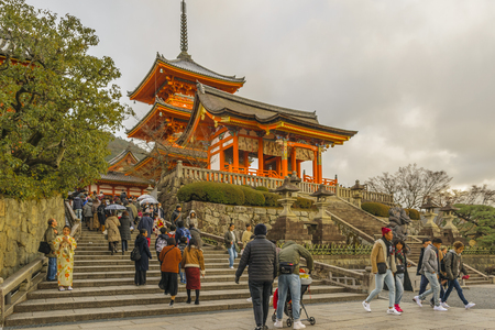 KYOTO, JAPAN, JANUARY - 2019 - Unesco world heritage kyomizudera temple at higashiyama district, kyoto, japanのeditorial素材