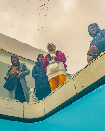 KANAZAWA, JAPAN, JANUARY - 2019 - Famous Leandro Erlichs "Swimming Pool" contemporary art installation at art museum of kanazawa, japanのeditorial素材