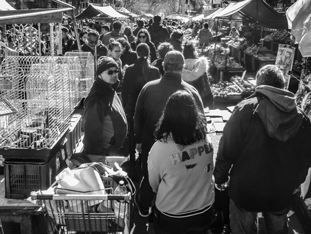 MONTEVIDEO, URUGUAY, AUGUST - 2019 - Winter urban scene at traditional weekend street fair at montevideo city, uruguayのeditorial素材