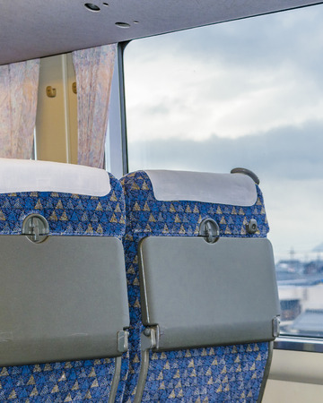 KYOTO, JAPAN, JANUARY - 2019 - Interior scene no people train seats at kyoto prefecture, japanのeditorial素材