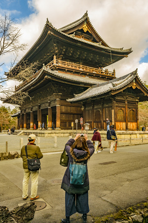 KYOTO, JAPAN, JANUARY - 2019 - Exterior view of wooden religious temple at kyoto city, japanのeditorial素材