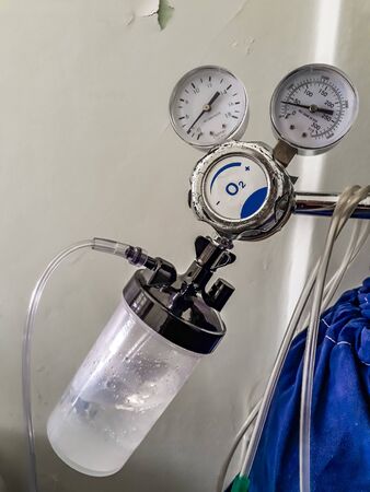 Oxygen tank detail at hospital room, montevideo city, uruguay