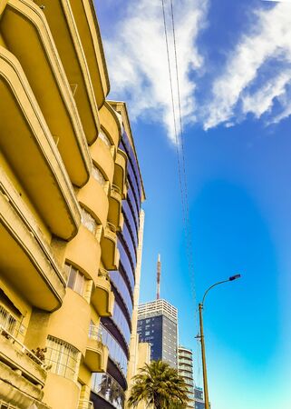 Low angle perspective shot day urban scene at montevideo city, uruguayの写真素材