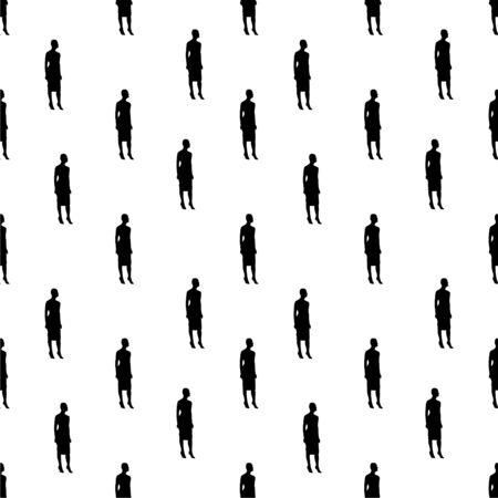 Conversational seamless pattern design moderl woman shape graphic silhouette motif in black and white colorsの写真素材