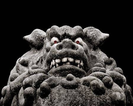 Low angle close up shot mythological animal sculpture located at ueno park, toyko, japan