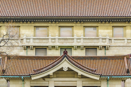 Exterior detail facade view of tokyo national museum building at ueno district, Japan