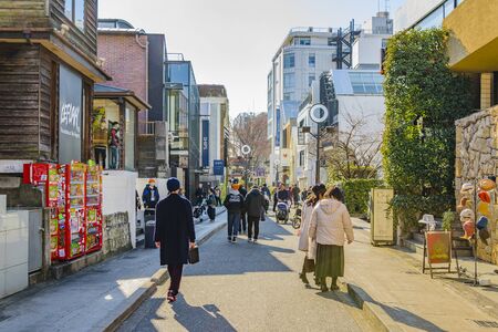 TOKYO, JAPAN, JANUARY - 2019 - People walking at pedestrian street at omotesando area, shibuya district, tokyo, japanのeditorial素材