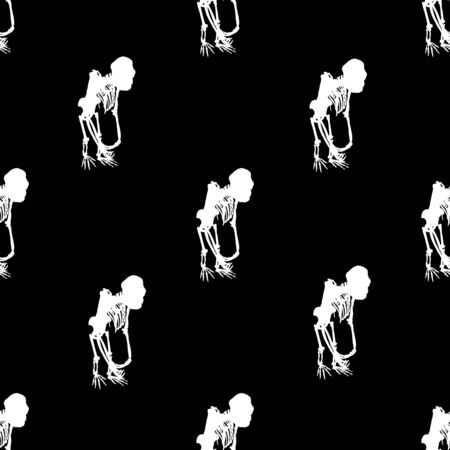 Full body monkey body graphic silhouette illustration motif seamless pattern design background in black and white colorsの写真素材