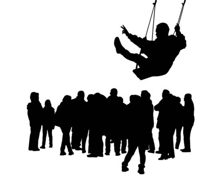 Stand out from the crowd graphic silhouette illustration concept in black and white colorsの写真素材