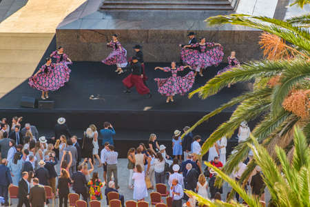 MONTEVIDEO, URUGUAY, MARCH - 2020 - Aerial view traditional uruguayan dance at assumption of Lacalle Pou Herrera as new president of uruguayan republicのeditorial素材