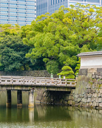 TOKYO, JAPAN, JANUARY - 2019 - Imperial palace exterior wall landscape located at chiyoda district...