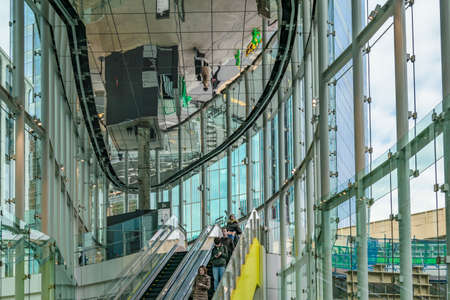 TOKYO, JAPAN, JANUARY - 2019 - Modern glass building interior view at shibuya district in tokyo...