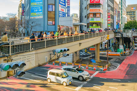TOKYO, JAPAN, JANUARY - 2019 - Winter day urban scene at famous shibuya district in tokyo city, japanのeditorial素材
