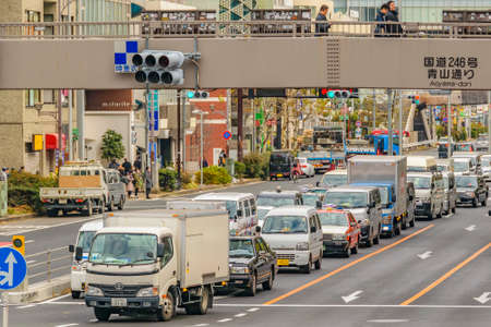 TOKYO, JAPAN, JANUARY - 2019 - Winter day urban scene at famous shibuya district in tokyo city, japanのeditorial素材
